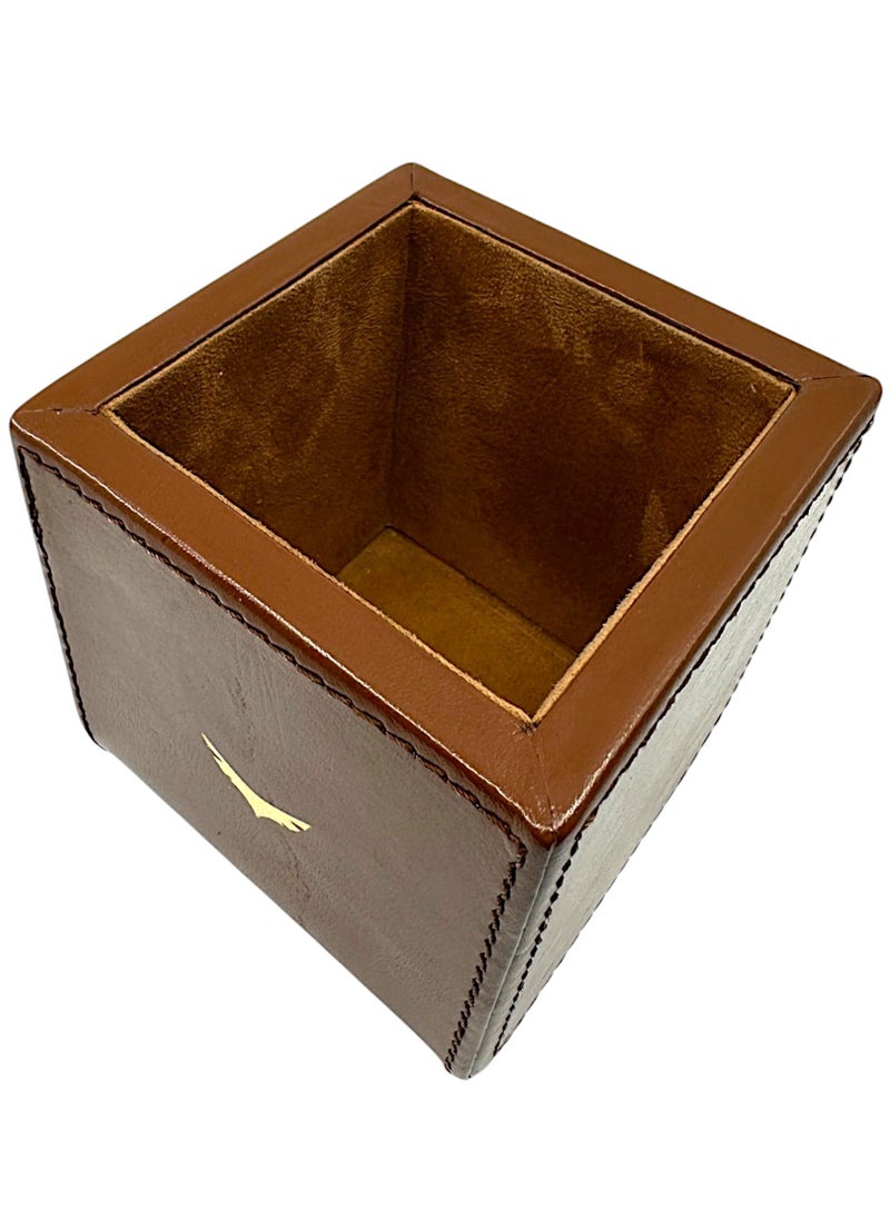 فالكون حامل أقلام جلد نقي مخيط يدوياً مقاس 12 × 12 × 10 سم  - Image 2