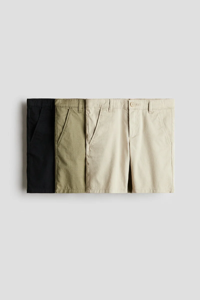 H&M 3-pack cotton chino shorts