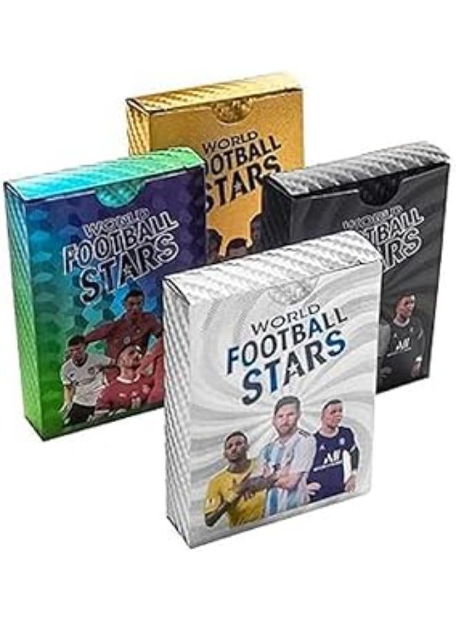 SHOPISTRY - World Football Stars Trading Cards Collection, 40 Cards Set with Gold, Silver, Black, Rainbow Designs, 6.3 x 8.8 cm, Waterproof