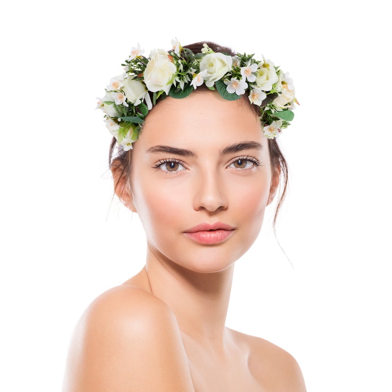 🌱 طوق شعر زهور للعروس تاج زهور بتصميم واقعي إكسسوار زفاف - Image 1