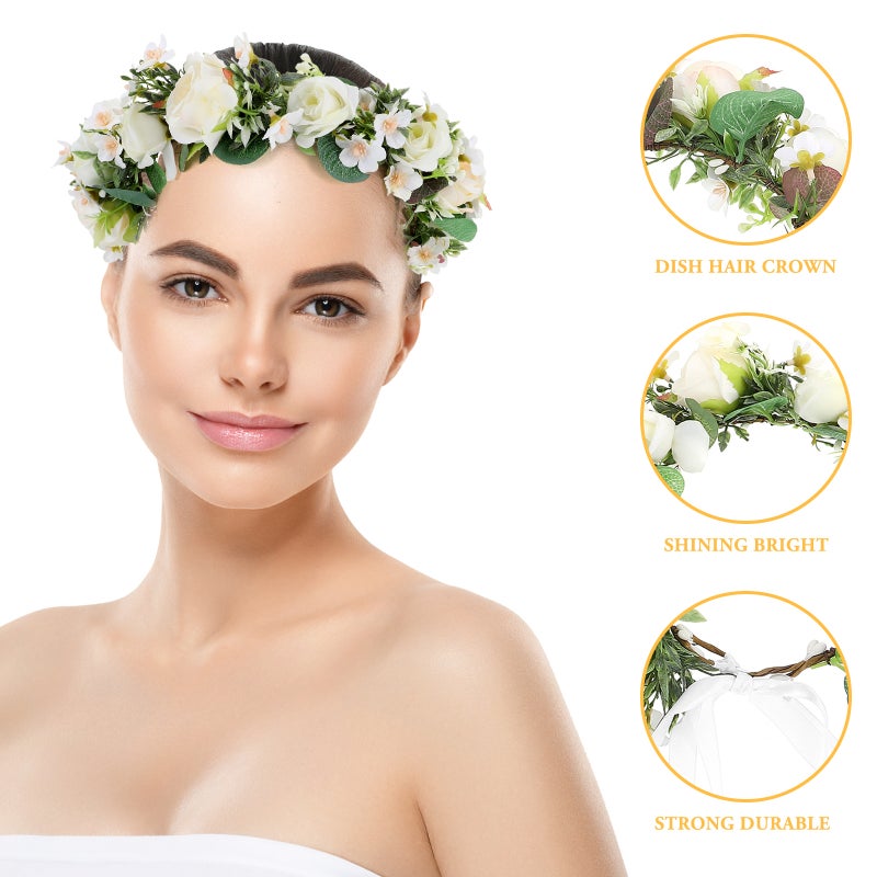 🌱 طوق شعر زهور للعروس تاج زهور بتصميم واقعي إكسسوار زفاف - Image 5