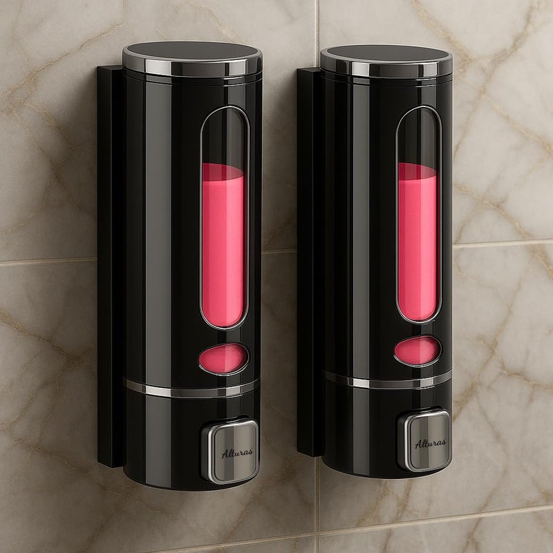 ALTURAS 400 Ml Cd1015 Abs Wall Mounted Liquid Soap Dispenser Shampoo Sanitizer Gel Dispenser for Bathroom- Set of 2,Chrome - Image 1
