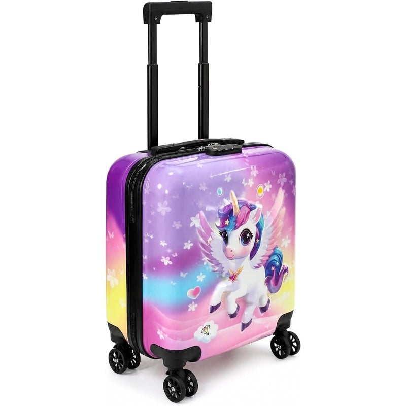 18 Hard Shell Trolley Luggage Magical Unicorn Design ABS + PC Embossed Print Suitcase with 360 Spinner Wheels - Image 2