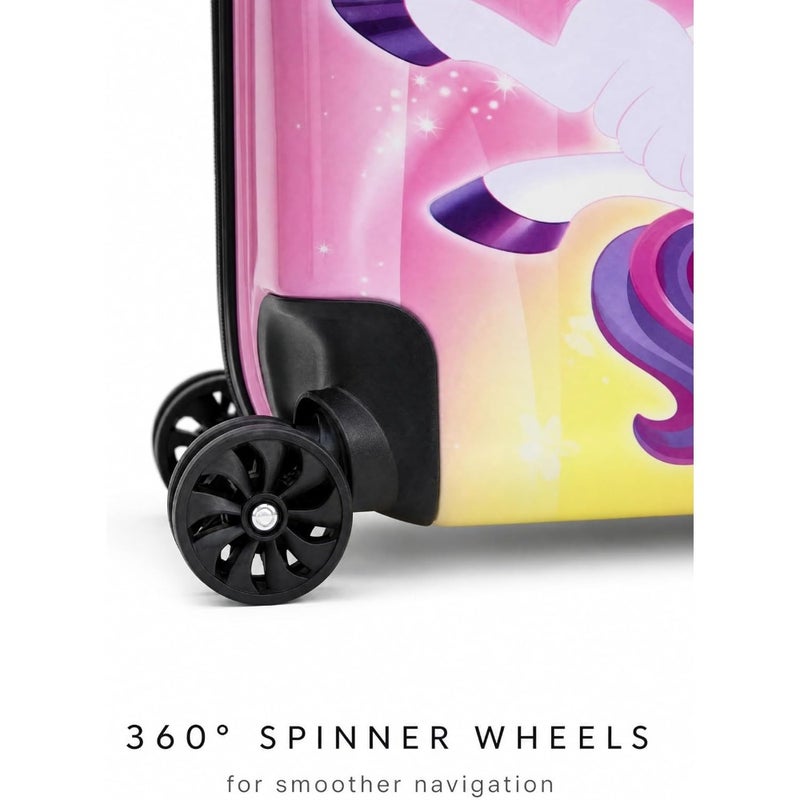 18 Hard Shell Trolley Luggage Magical Unicorn Design ABS + PC Embossed Print Suitcase with 360 Spinner Wheels - Image 5