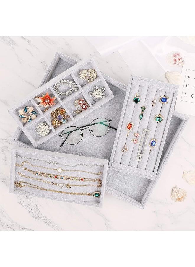 yongsheng 3PCS Drawer Organizer Stackable Jewelry Organizer Trays for Drawer Rings Earrings Necklaces Bracelet Storage Showcase Box(Grey)  - Image 5