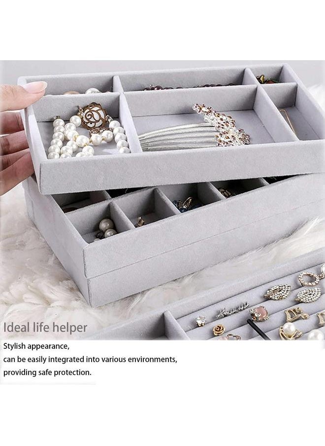 yongsheng 3PCS Drawer Organizer Stackable Jewelry Organizer Trays for Drawer Rings Earrings Necklaces Bracelet Storage Showcase Box(Grey)  - Image 4