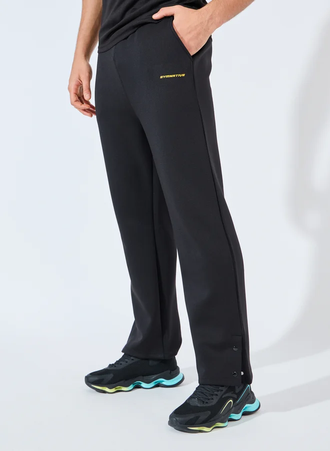 Styli Styli Relaxed Fit Open Hem Scuba Pants With Bottom Snap Detail