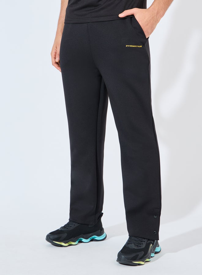 Styli Styli Relaxed Fit Open Hem Scuba Pants With Bottom Snap Detail - Image 1
