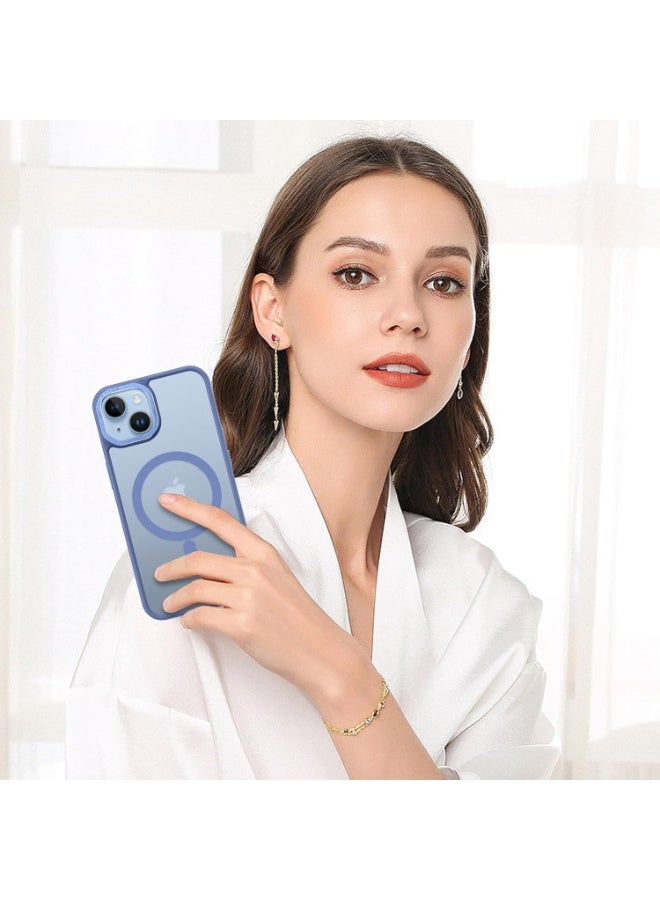 Magnetic for iPhone 14 Plus Case, [Compatible with MagSafe] Translucent Matte Frosted Slim Lightweight Shockproof Women Men Girl Protective Cover Case for iPhone 14 Plus 6.7",Light Blue - Image 2