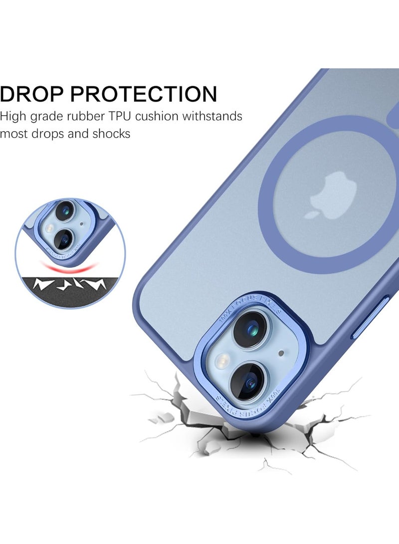 Magnetic for iPhone 14 Plus Case, [Compatible with MagSafe] Translucent Matte Frosted Slim Lightweight Shockproof Women Men Girl Protective Cover Case for iPhone 14 Plus 6.7",Light Blue - Image 3