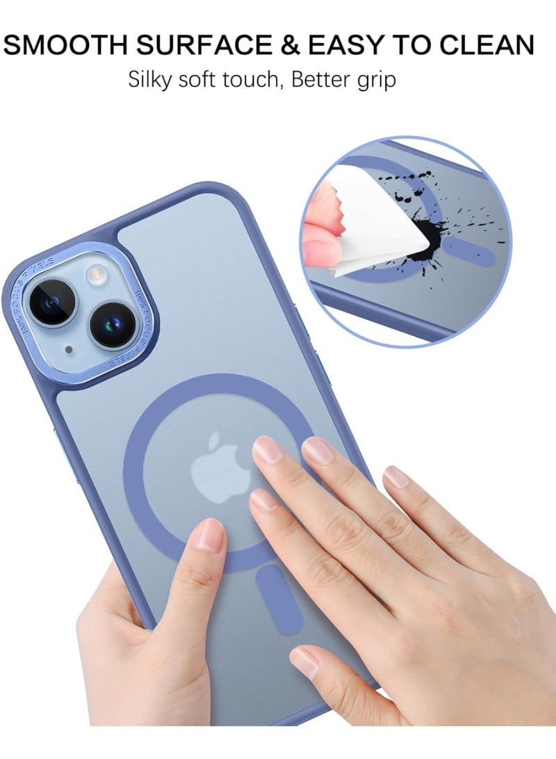 Magnetic for iPhone 14 Plus Case, [Compatible with MagSafe] Translucent Matte Frosted Slim Lightweight Shockproof Women Men Girl Protective Cover Case for iPhone 14 Plus 6.7",Light Blue - Image 4