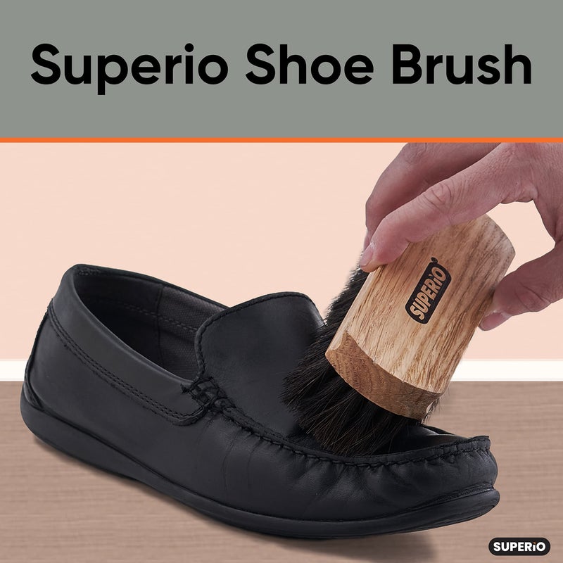 Superio Horsehair Shoe Brush, Premium Genuine Brush for Cleaning Shoes, Soft Horse Hair Bristles, 7” Concave Wood Handle with Comfort Grip, Shoe Buff Brush, Boots & Other Leather Care (2 Pack)  - Image 5