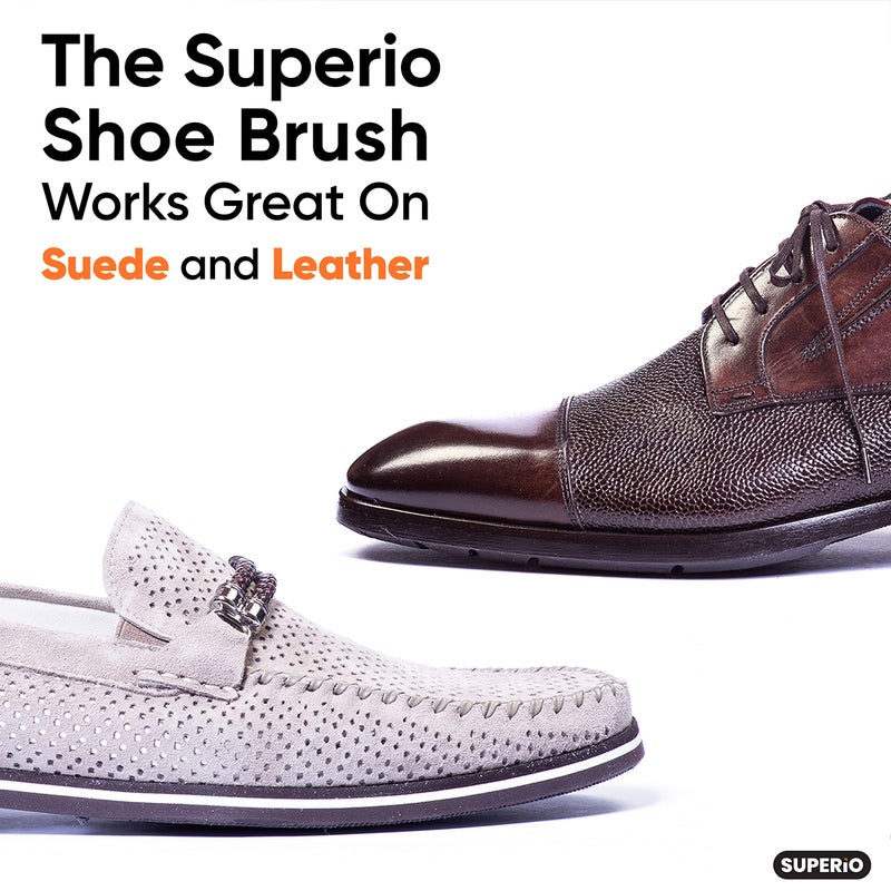 Superio Horsehair Shoe Brush, Premium Genuine Brush for Cleaning Shoes, Soft Horse Hair Bristles, 7” Concave Wood Handle with Comfort Grip, Shoe Buff Brush, Boots & Other Leather Care (2 Pack)  - Image 4
