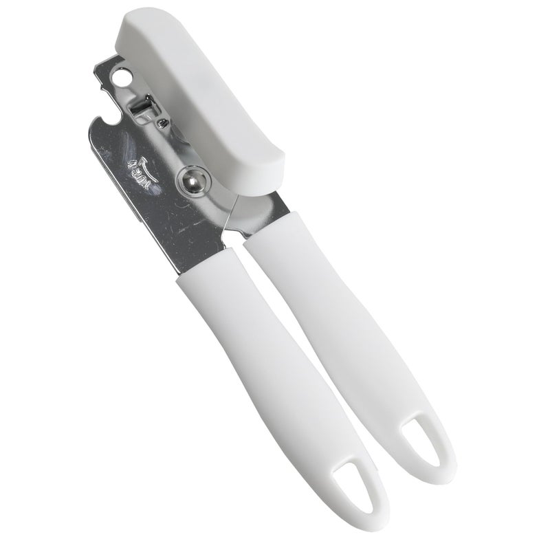 Chef Craft Select Stainless Steel Can Opener with Plastic Handle 75 inches in Length White