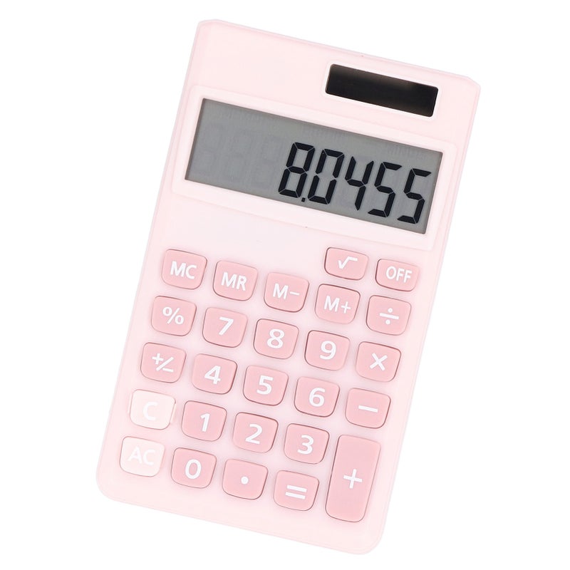 Calculators 8 Digit Solar Battery Dual Power Handheld Pocket Calculator with Large LCD Display Big Sensitive ButtonPink - Image 2