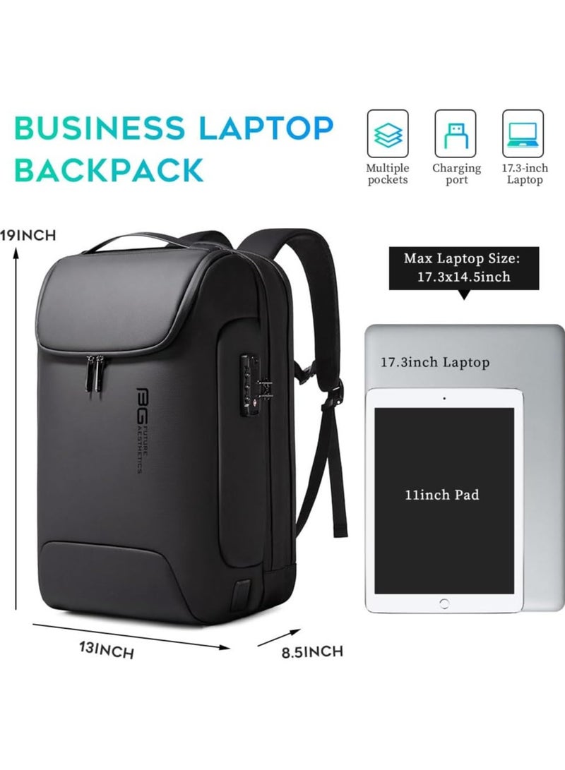 BANGE BANGE Anti Theft Backpack with USB charging Port,Lightweight Business Backpack for Men and Women  Black(3 pocket for travel)  - Image 4