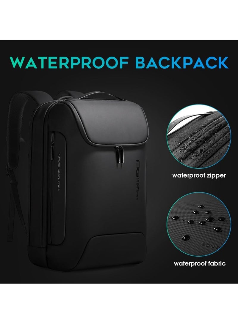 BANGE BANGE Anti Theft Backpack with USB charging Port,Lightweight Business Backpack for Men and Women  Black(3 pocket for travel)  - Image 5