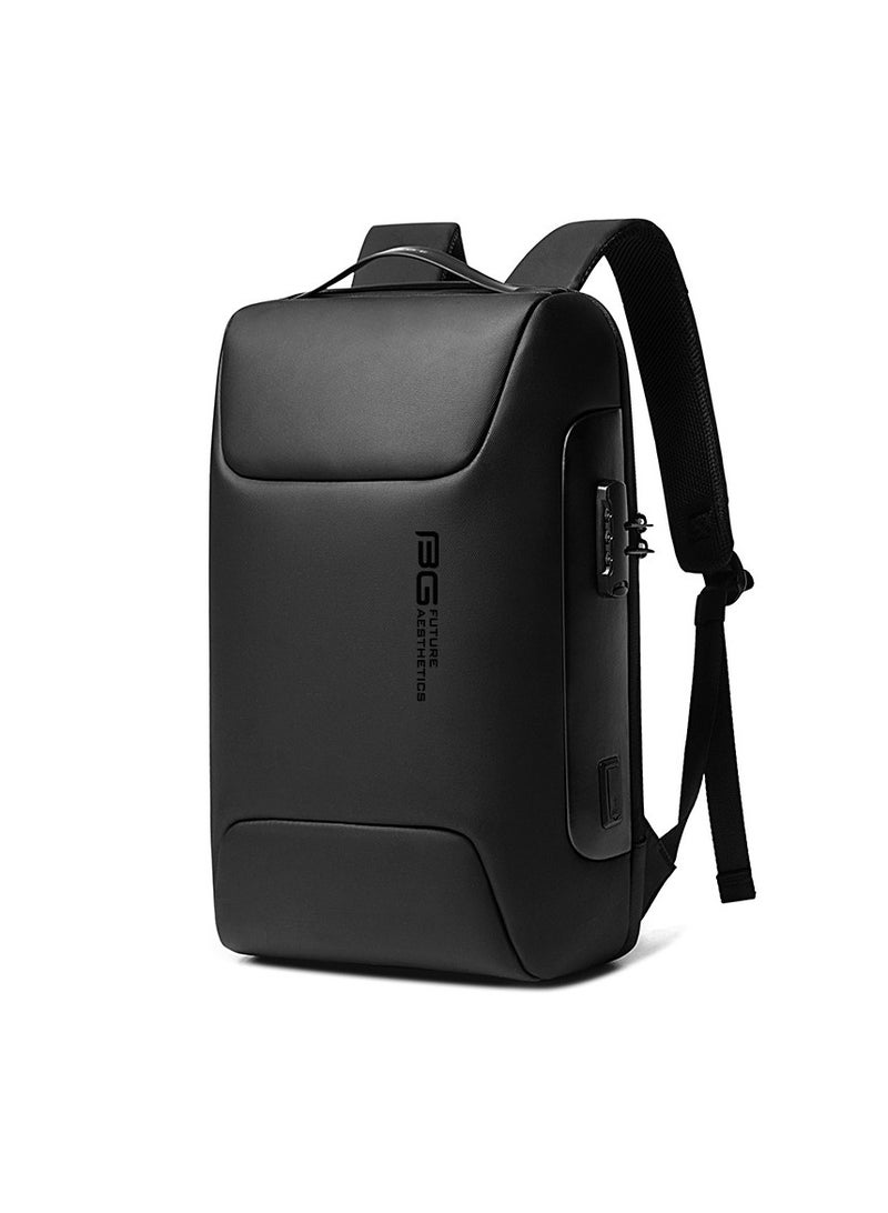 BANGE BANGE Anti Theft Backpack with USB charging Port,Lightweight Business Backpack for Men and Women  Black(3 pocket for travel)  - Image 1