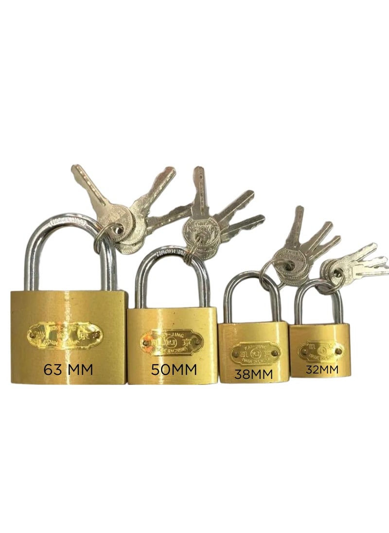 MAXONIC Heavy Duty Security Padlock with 3 Keys Gold Finish Hardened Steel Shackle for Gates Doors and Shutters 38 MM Pack of 2  - Image 3