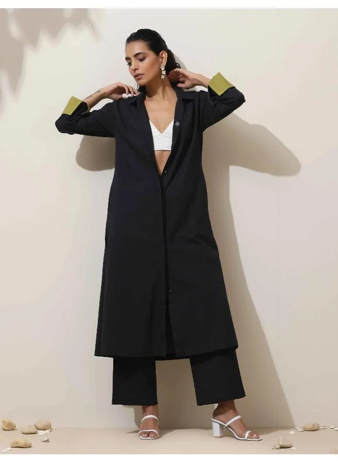 ترو برونز trueBrowns Black Cotton Kurta Pant Set