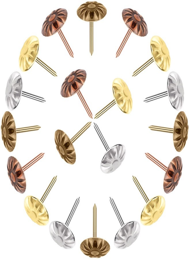 Haomian 400 Pcs Antique Brass Daisy Decorative Nails, Gold Brass Upholstery Tacks Nails Furniture Nails for Sofa,Crafts,Furniture, Hardware Tool,11 x 16cm,4 Colors - Image 3