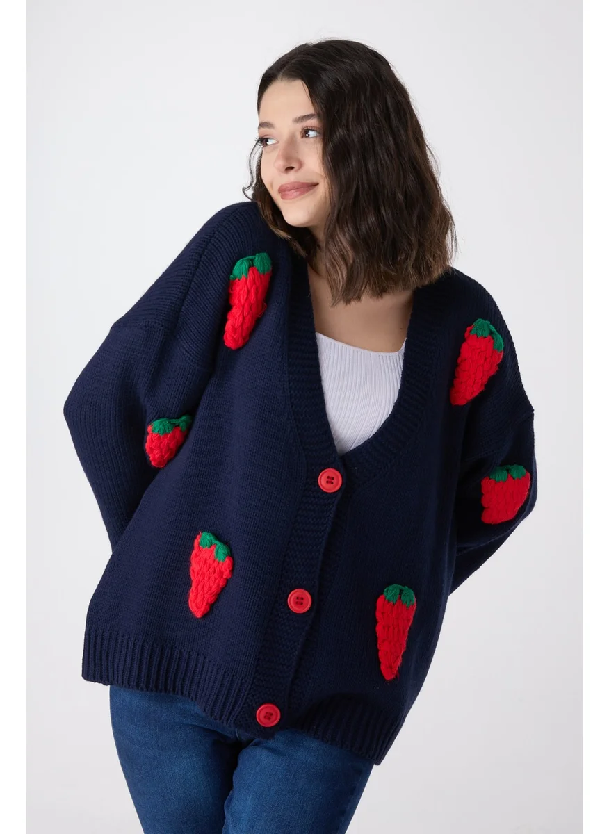 Tofisa 23919-NAVY BLUE Knitwear Cardigan
