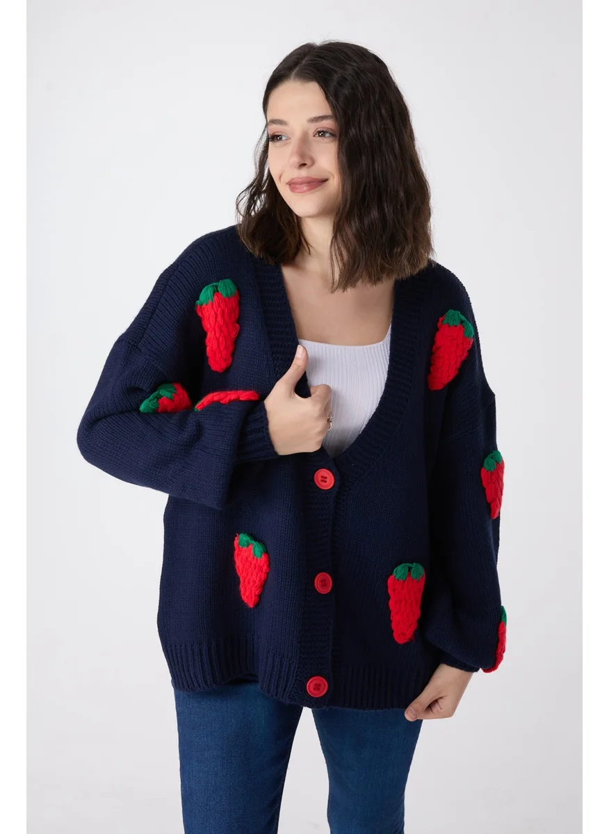 Tofisa 23919-NAVY BLUE Knitwear Cardigan