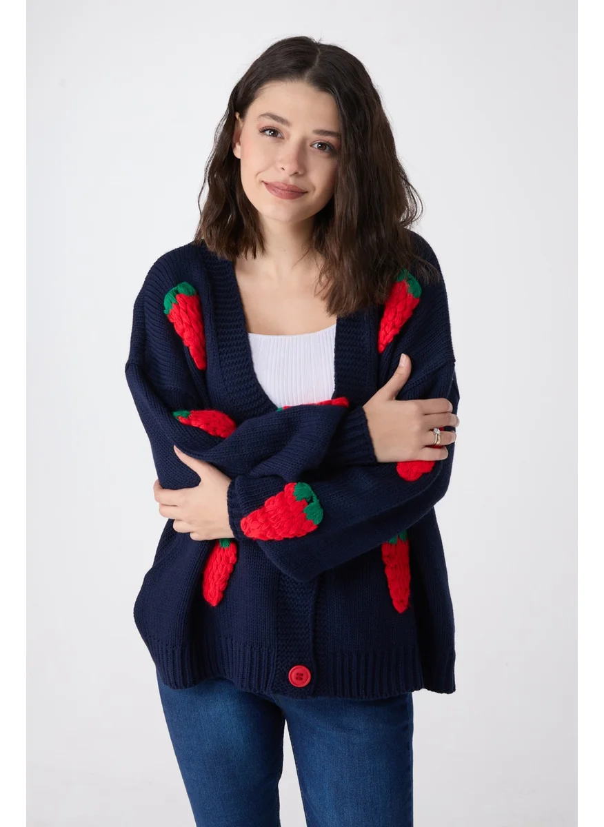 Tofisa 23919-NAVY BLUE Knitwear Cardigan