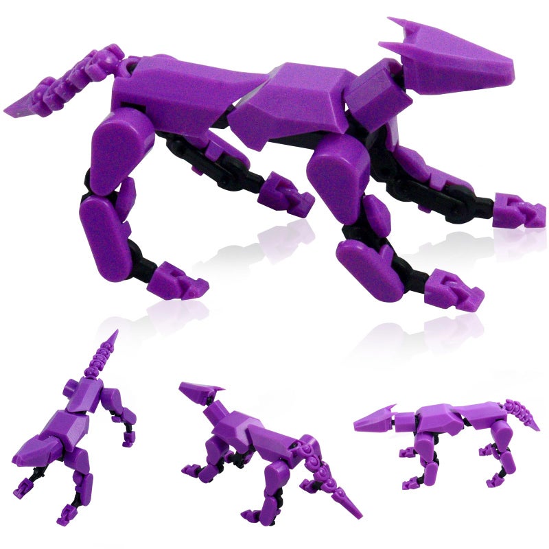 oyeftp Assembly Completed Titan13 Action Figure Set Robot Dog Action Figure 3D Printed robo Dogs MultiJoint Movable Robot Dogs Dummy Dog Gift for Collectors Desktop DecorationsPurple - Image 2