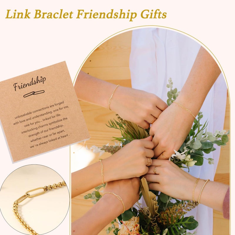 AULSIEY Matching Bracelets for Best Friends, Friendship Bracelet for 2,Paperclip Link Bracelet Friendship Gifts for Women Friends,Couples Bracelets Valentines Gift for Boyfriend Bff - Image 5