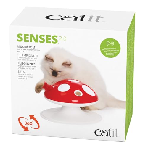 Catit Senses 20 Mushroom 360 Degree Interactive Feather Toy for Cats with Two Play Modes - Image 1