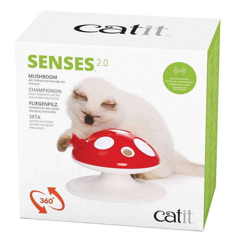 Catit Senses 20 Mushroom 360 Degree Interactive Feather Toy for Cats with Two Play Modes - Image 2