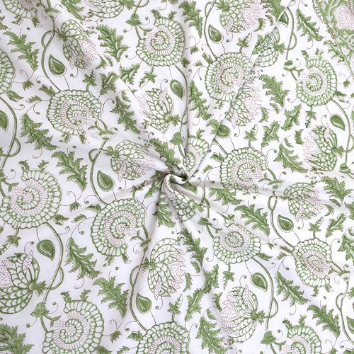 TOAIArt Premium Jaipuri Dohar | AC Blanket Summer Quilt | Hand Block Printed | 3 Layers | Reversible | 150GSM 100% Mulmul Cotton | 100% Cotton Flannel Filling | Queen 90" X 108" |Green Kalamkari - Image 3