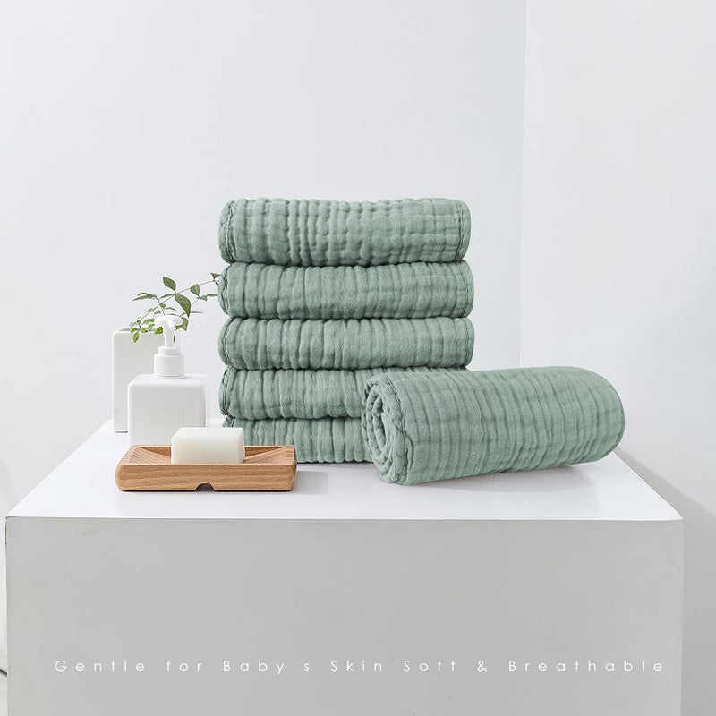 Spotted Play Muslin Burp Cloths 100 Cotton Large 20x10 Extra Soft and Absorbent Baby Wash Cloths Spit Up Rags  Baby Burping Cloth for Boys Girls Items12 Pack Green - Image 2