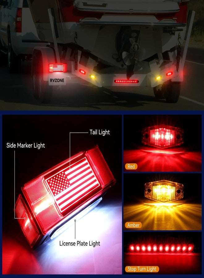RVZONE LED Trailer Lights Kit for Utility Trailer Submersible Boat Trailer Lights Trailer Lights and Wiring Kit w/License Plate Lights Brake Lights Side Marker Lights, for Trailer Boat Truck RV - Image 3