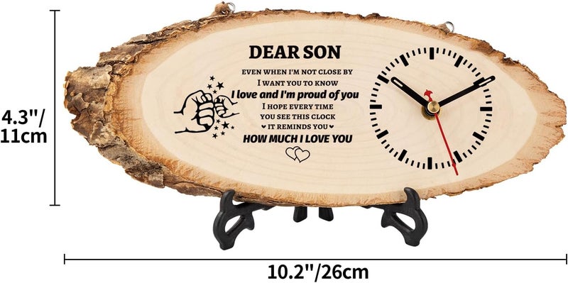 BeauGift Gifts for Son, Christmas Wooden Clock Gifts for Son from Mom Dad, Birthday Gifts for Son in Law, from Mother Father to My Son - Image 3