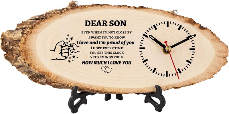 BeauGift Gifts for Son, Christmas Wooden Clock Gifts for Son from Mom Dad, Birthday Gifts for Son in Law, from Mother Father to My Son - Image 1