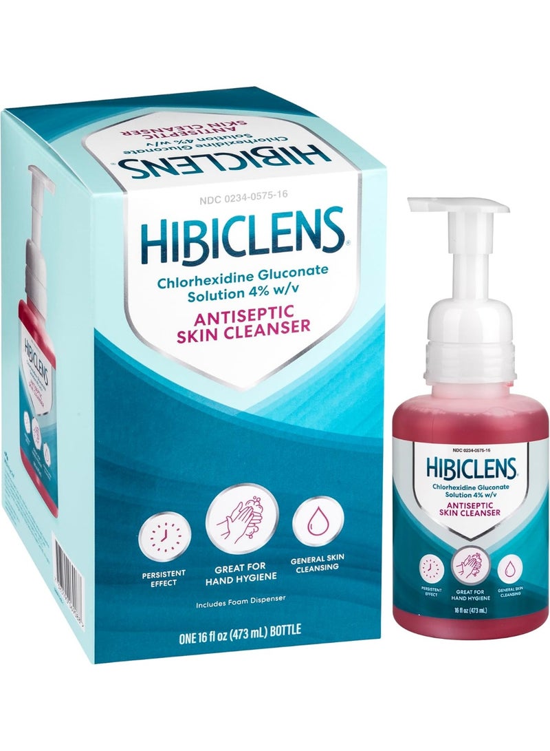 hibiclens هيبيكلينز – صابون ومطهر مضاد للميكروبات ومنظف للبشرة – مضخة رغوية متضمنة – 16 أونصة – للاستخدام المنزلي والمستشفيات – 4% CHG - Image 2