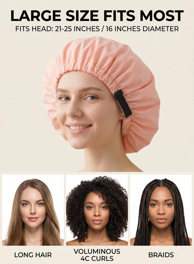 Aquior Shower Cap,Extra Adjustable Shower Caps for Women Double-Layer Waterproof Reusable Hair Cap, Large Hair Cap for All Hair,for Girls Spa Bath,Soft Large for Women Long Hair(Champagne) - Image 5