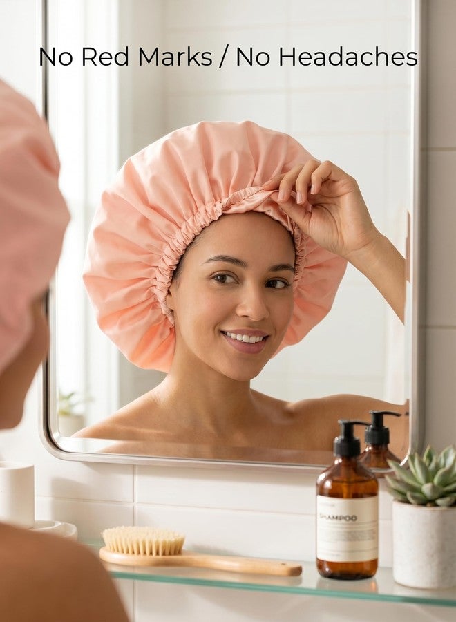 Aquior Shower Cap,Extra Adjustable Shower Caps for Women Double-Layer Waterproof Reusable Hair Cap, Large Hair Cap for All Hair,for Girls Spa Bath,Soft Large for Women Long Hair(Champagne) - Image 3