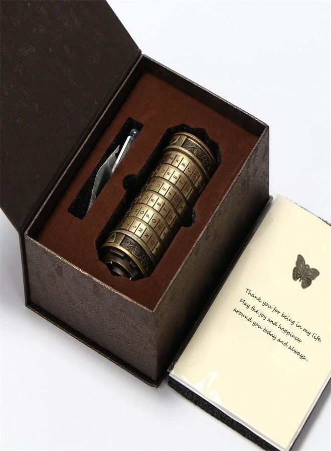 LJOYKID Unique Valentines Gift Cryptex Da Vinci Code Mini Cryptex Lock Puzzle Boxes with Hidden Compartments Heavy Real Metal Novelty Birthday Gifts Big Enough for Notes,Paper Money,Rings,Jewelry (Bronze) - Image 5