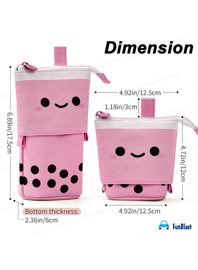 فنبلاست حافظة أقلام فان بلاست الدائمة، حقيبة أقلام أنيقة للبنات والأولاد - أدوات مكتبية كورية منبثقة من بوبا، صندوق منظم لمستحضرات التجميل، حقائب للأولاد والبنات والأطفال والنساء وطلاب المدارس (وردي) - Image 3