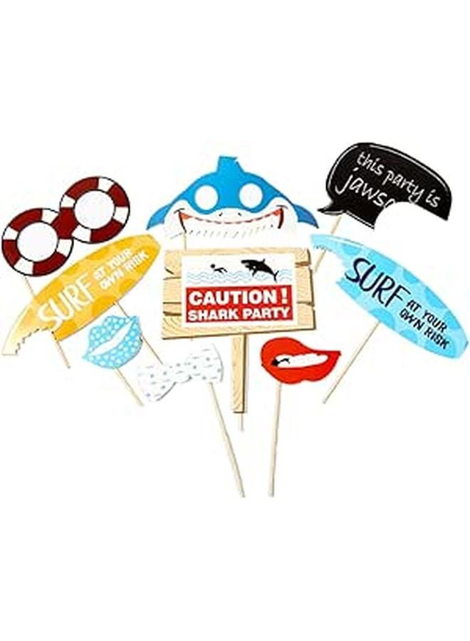 Shark Party Photo Props Set Blue Decorations For Themed Celebration - Image 1