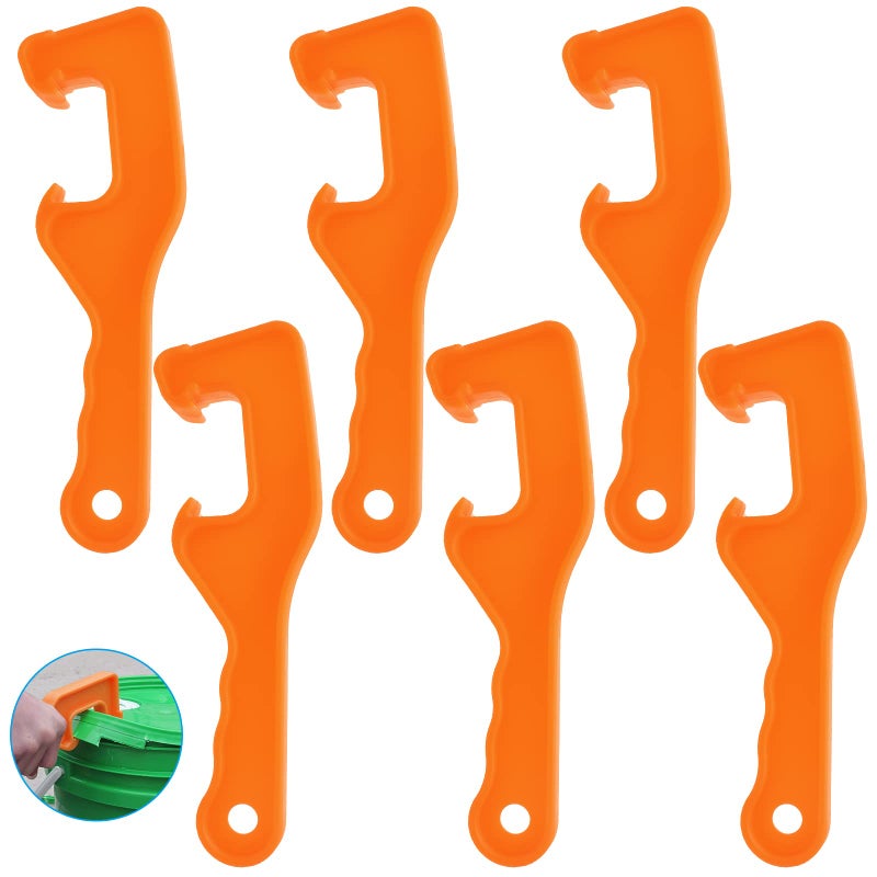 Bivethoi 6pcs 5 Gallon Bucket Lid Opener Wrench Plastic Bucket Opener Tool Pail Lid Lifter Can Opener Can Lid Remover Tool Pail Lid Opener for 5 Gallon Bucket Paint Can Orange