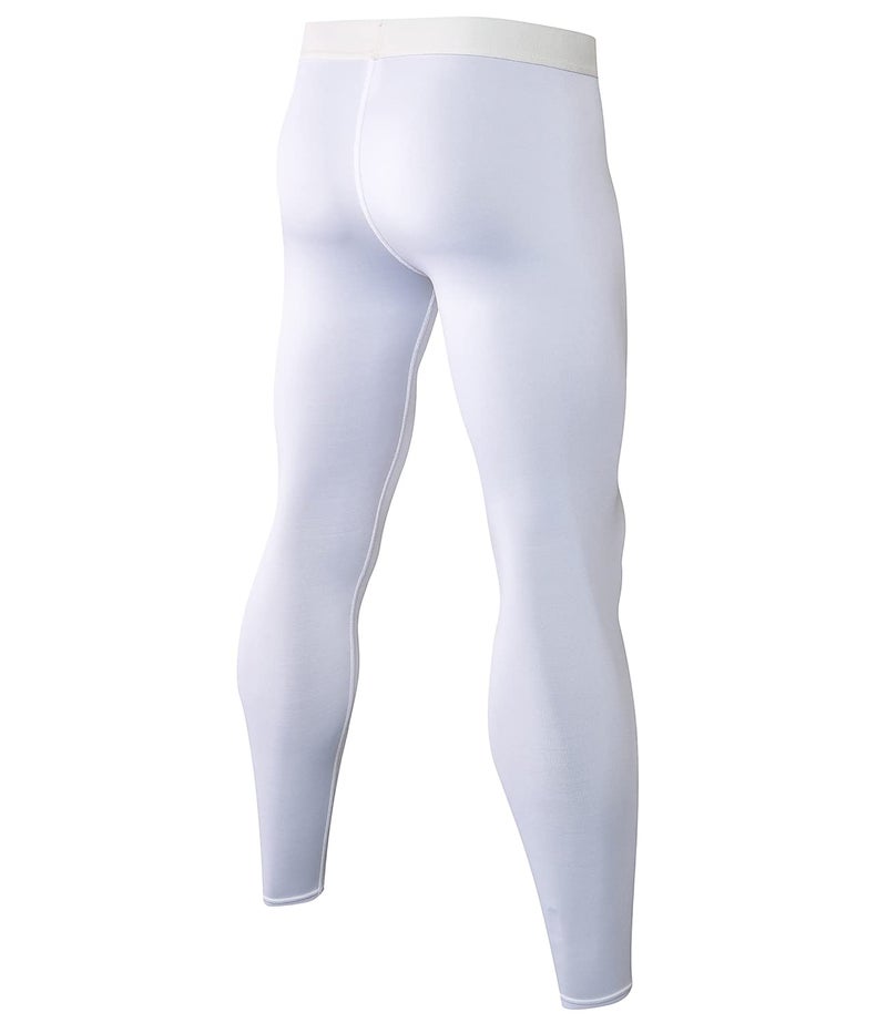 SPVISE White Men's Athletic Compression Pants Cool Dry Gym Leggings Workout Tights Baselayer Running Yoga Football Basketball - Image 2