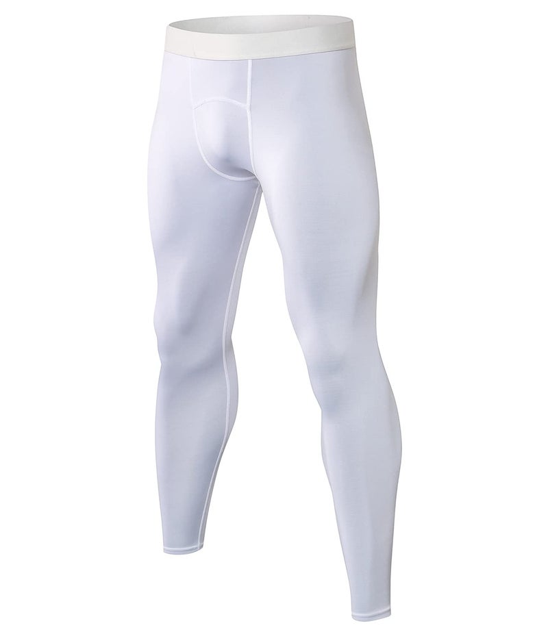 SPVISE White Men's Athletic Compression Pants Cool Dry Gym Leggings Workout Tights Baselayer Running Yoga Football Basketball - Image 1