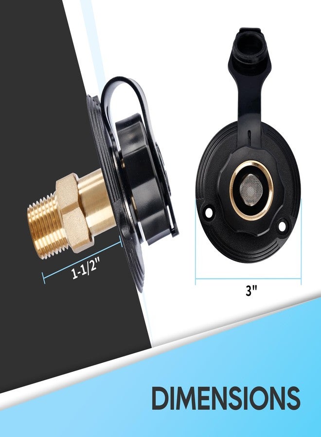 RVGUARD RV City Water Inlet, 3/4" NH Female to 1/2" NPT Male City Water Fill Inlet Flange Brass with Check Valve for RV, Camper, Trailer, Marine (Black S) - Image 5