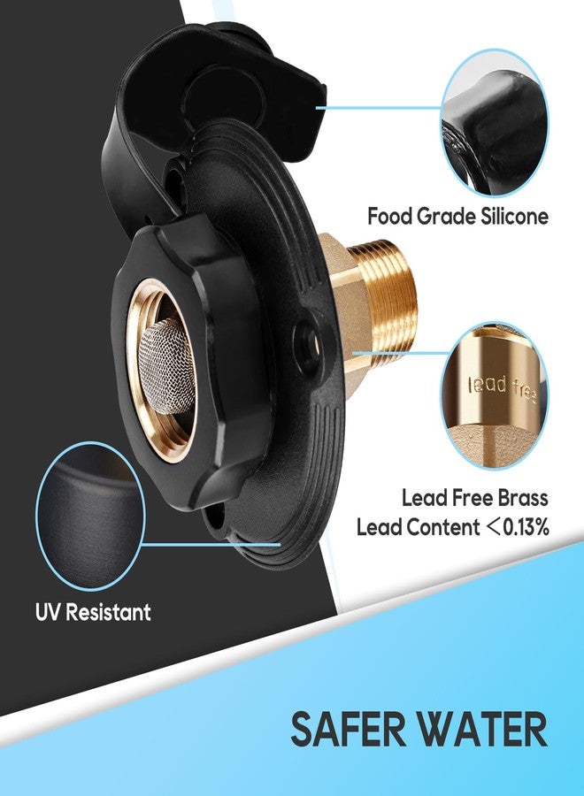RVGUARD RV City Water Inlet, 3/4" NH Female to 1/2" NPT Male City Water Fill Inlet Flange Brass with Check Valve for RV, Camper, Trailer, Marine (Black S) - Image 4