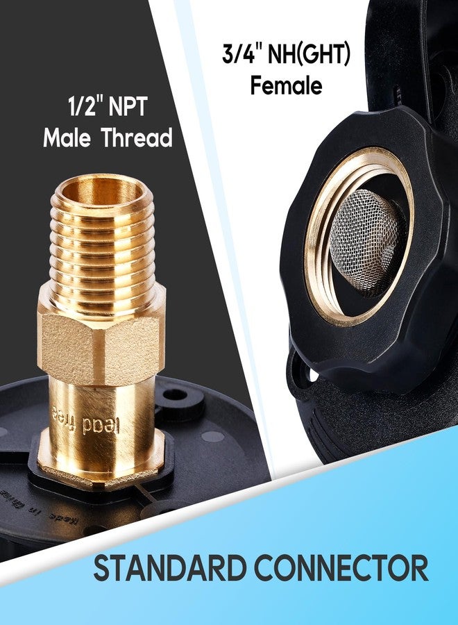 RVGUARD RV City Water Inlet, 3/4" NH Female to 1/2" NPT Male City Water Fill Inlet Flange Brass with Check Valve for RV, Camper, Trailer, Marine (Black S) - Image 2