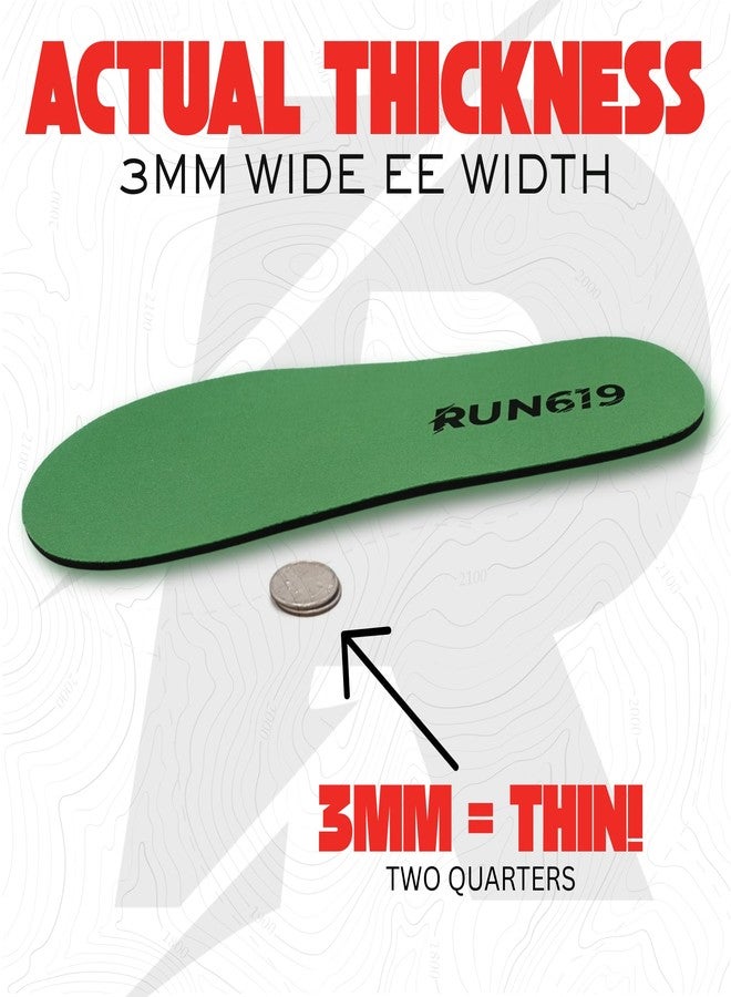 Run 619 Wide Run 619 Zero Drop Shoe Insoles, Traditional Shape, Foot Forming, Wide Width - 3mm Thickness, Firm, Flat Shoe Inserts - Men's 10-11.5, Women's 11-12.5 - Image 4